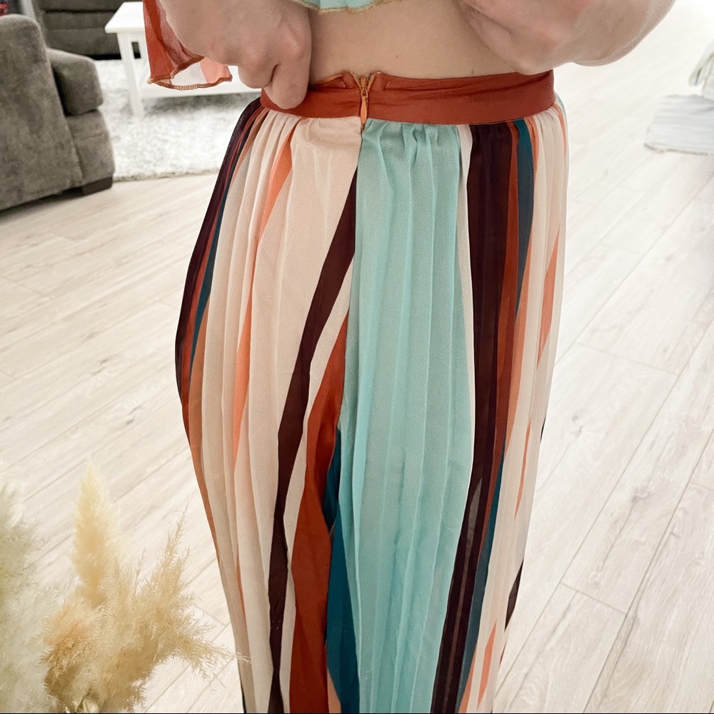 multi stripe crop top and maxi skirt set - Picture 6 of 15